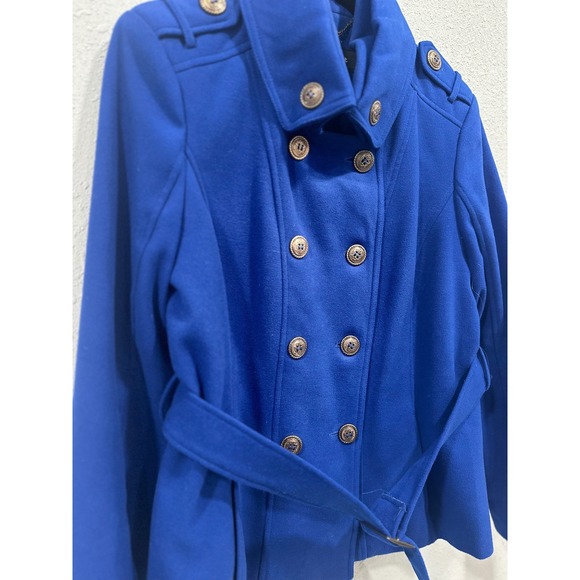 Black Rivet Large Royal Blue Double Breasted Belted Military Style Jacket Womens - Picture 3 of 5